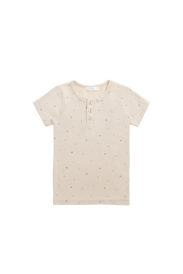 Organic Cotton Modal Henley Tee - Milky Way Buff Childrens Top from Jamie Kay NZ