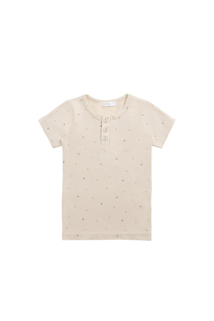 Organic Cotton Modal Henley Tee - Milky Way Buff Childrens Top from Jamie Kay NZ