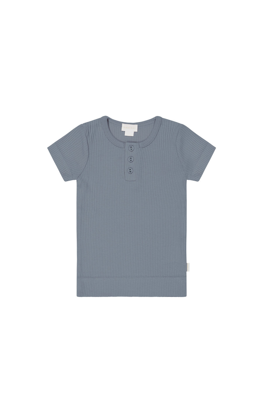 Organic Cotton Modal Henley Tee - Pebble Childrens Top from Jamie Kay NZ