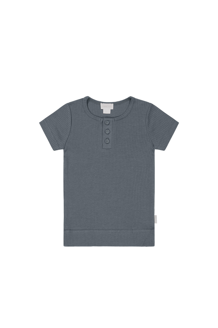 Organic Cotton Modal Henley Tee - Smoke Childrens Top from Jamie Kay NZ