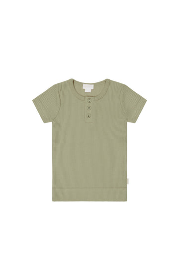 Organic Cotton Modal Henley Tee - Tea Tree Childrens Top from Jamie Kay NZ