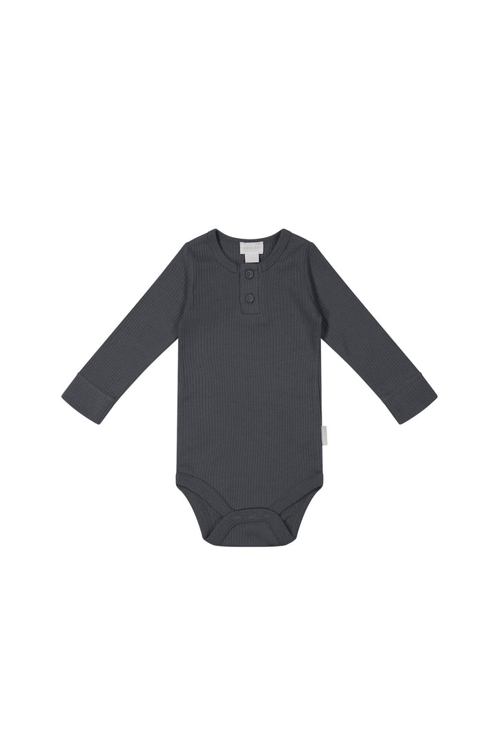 Organic Cotton Modal Long Sleeve Bodysuit - Icelandic Marle Childrens Bodysuit from Jamie Kay NZ