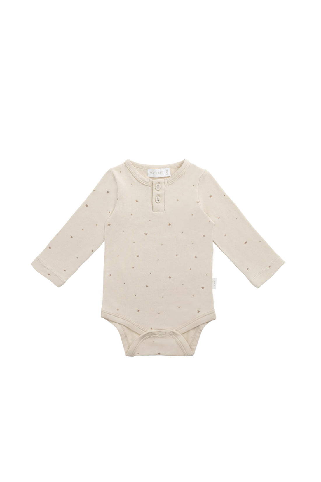 Organic Cotton Modal Long Sleeve Bodysuit - Milky Way Buff Childrens Bodysuit from Jamie Kay NZ