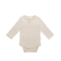 Organic Cotton Modal Long Sleeve Bodysuit - Milky Way Buff Childrens Bodysuit from Jamie Kay NZ