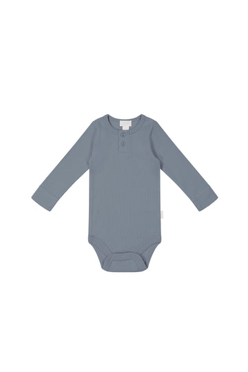 Organic Cotton Modal Long Sleeve Bodysuit - Pebble Childrens Bodysuit from Jamie Kay NZ