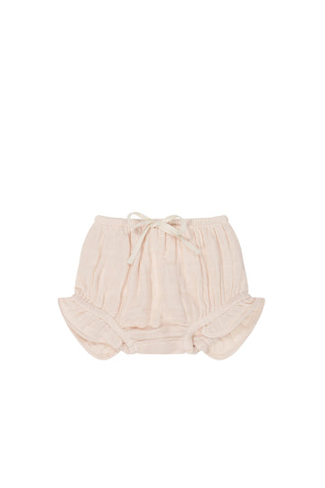 Organic Cotton Muslin Frill Bloomer - Ballet Pink Childrens Bloomer from Jamie Kay NZ