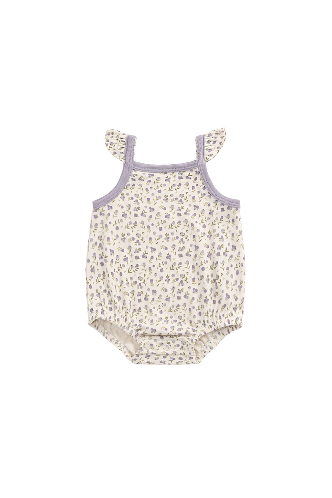 Organic Cotton Prarie Playsuit - Blueberry Field Raindrops Childrens Playsuit from Jamie Kay NZ