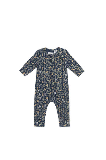 Organic Cotton Reese Zip Onepiece - Charlies Backyard Navy Childrens Onepiece from Jamie Kay NZ