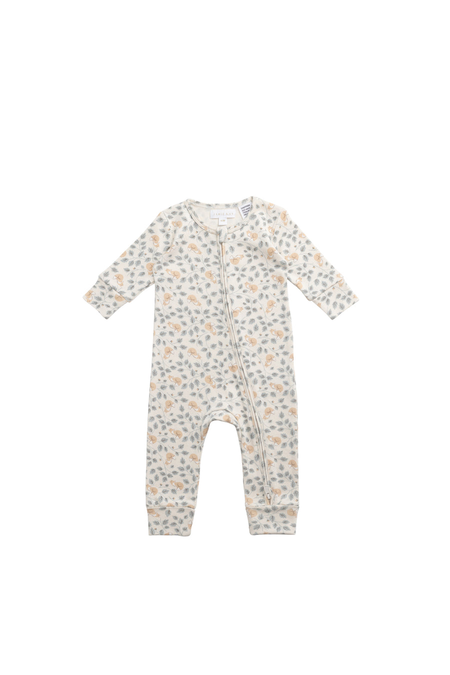 Organic Cotton Reese Zip Onepiece - Freddie Fox Childrens Pyjama from Jamie Kay NZ