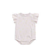 Organic Cotton Sage Onepiece - Simple Flowers Lilac Childrens Onepiece from Jamie Kay NZ