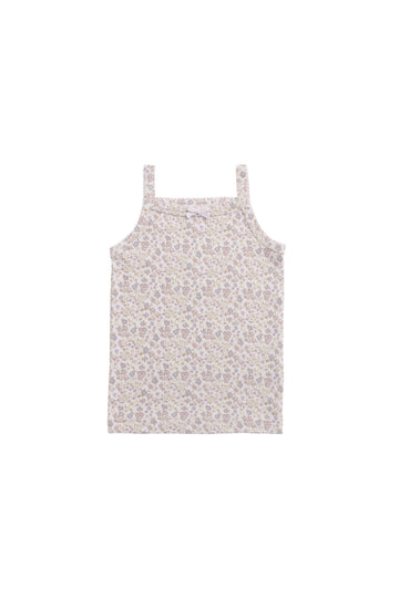 Organic Cotton Singlet - Amber Floral Lilac Ash Childrens Singlet from Jamie Kay NZ