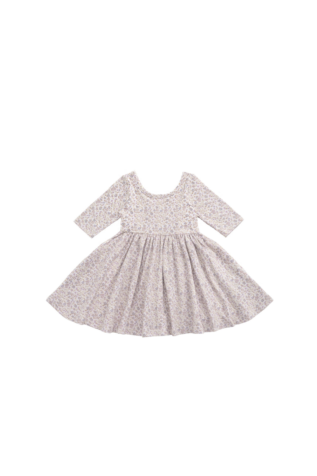 Organic Cotton Tulip Dress - Amber Floral Lilac Ash Childrens Dress from Jamie Kay NZ