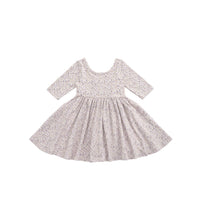 Organic Cotton Tulip Dress - Amber Floral Lilac Ash Childrens Dress from Jamie Kay NZ