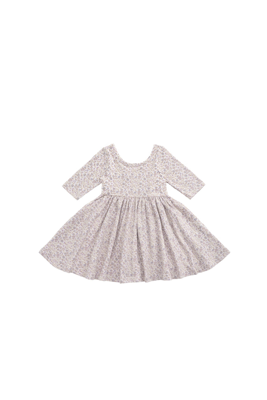 Organic Cotton Tulip Dress - Amber Floral Lilac Ash Childrens Dress from Jamie Kay NZ