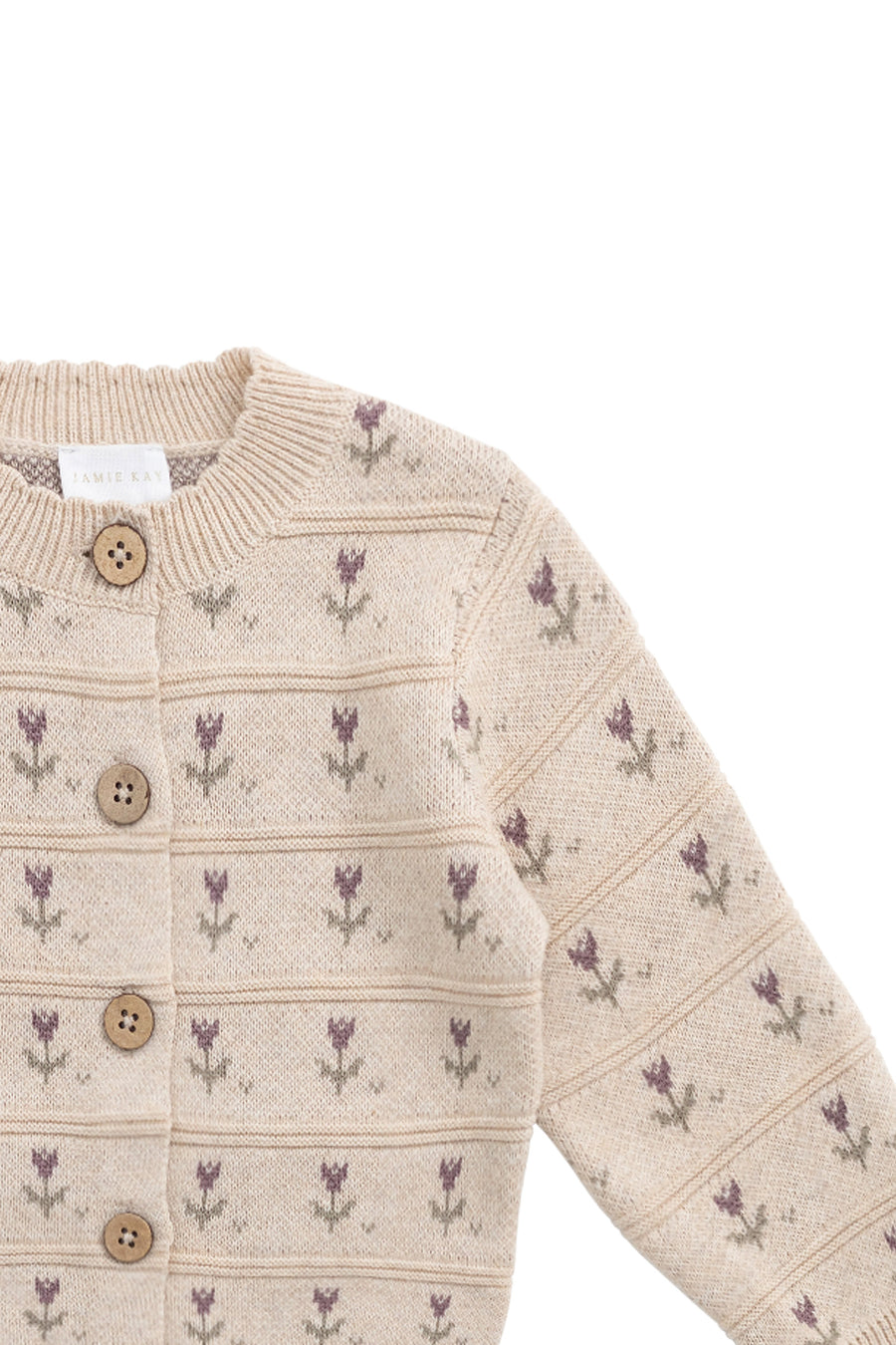 Penny Knitted Cardigan - Penny Flower Jacquard Childrens Cardigan from Jamie Kay NZ