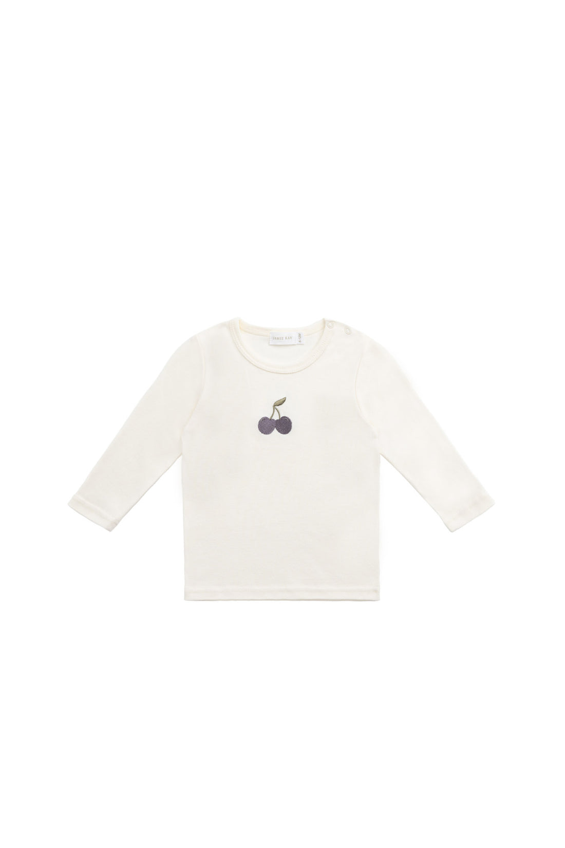 Pima Cotton Vinny Long Sleeve Top - Egret Cherry Love Lilac Childrens Top from Jamie Kay NZ