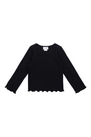 Organic Cotton Fine Rib Agathe Top - Ebony Childrens Top from Jamie Kay NZ