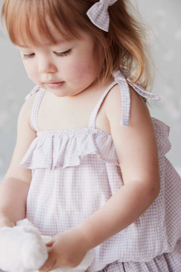 Organic Cotton Angelina Top - Gingham Lilac Childrens Top from Jamie Kay NZ