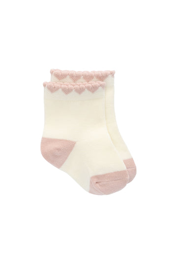 Amour Sock - Parchment/Shell Pink Childrens Sock from Jamie Kay NZ