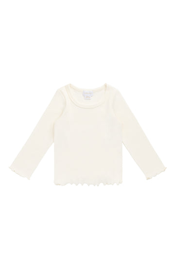 Cotton Fine Rib Agathe Top - Parchment Childrens Top from Jamie Kay NZ