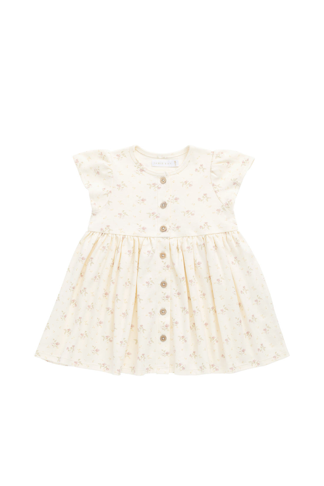 Organic Cotton Dahlia Dress - Thelma Parchment Childrens Dress from Jamie Kay NZ