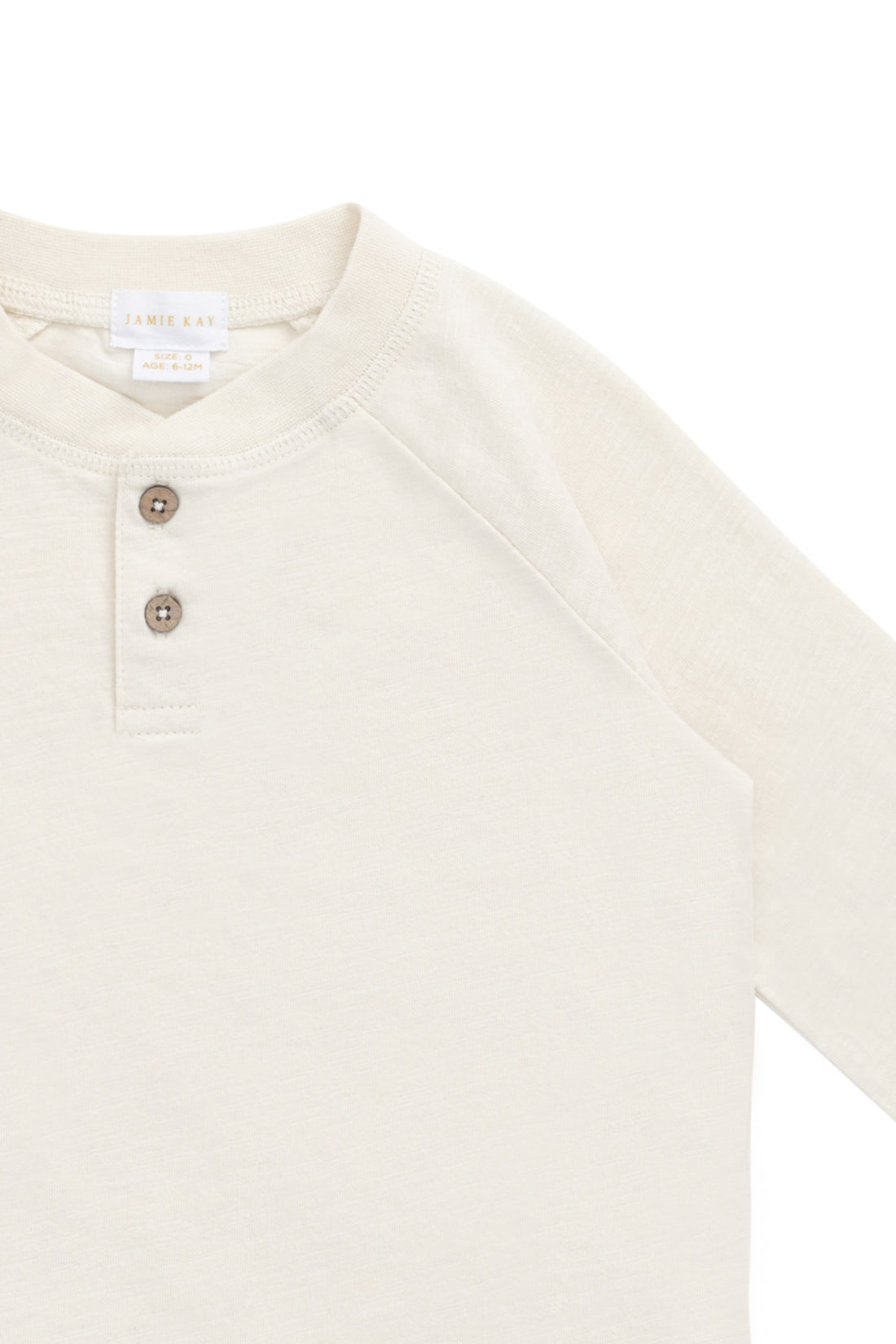 Organic Cotton Lewis Long Sleeve Tee - Parchment Childrens Top from Jamie Kay NZ