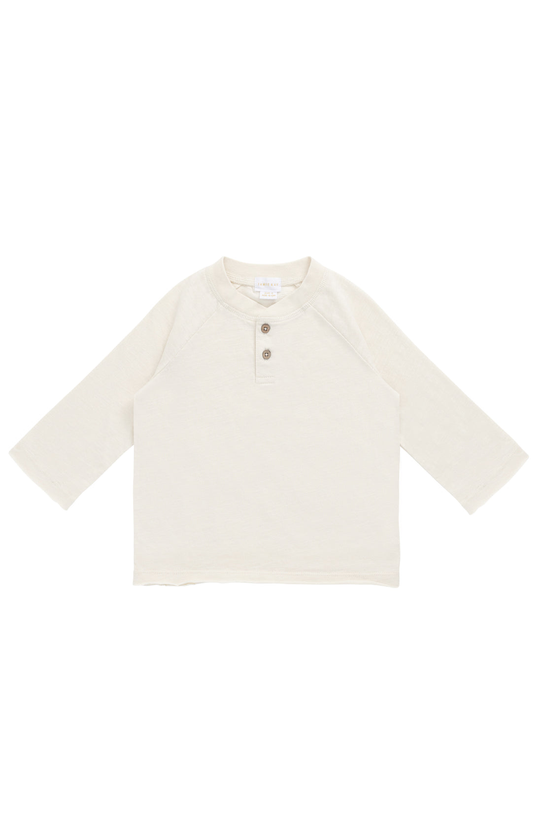 Organic Cotton Lewis Long Sleeve Tee - Parchment Childrens Top from Jamie Kay NZ
