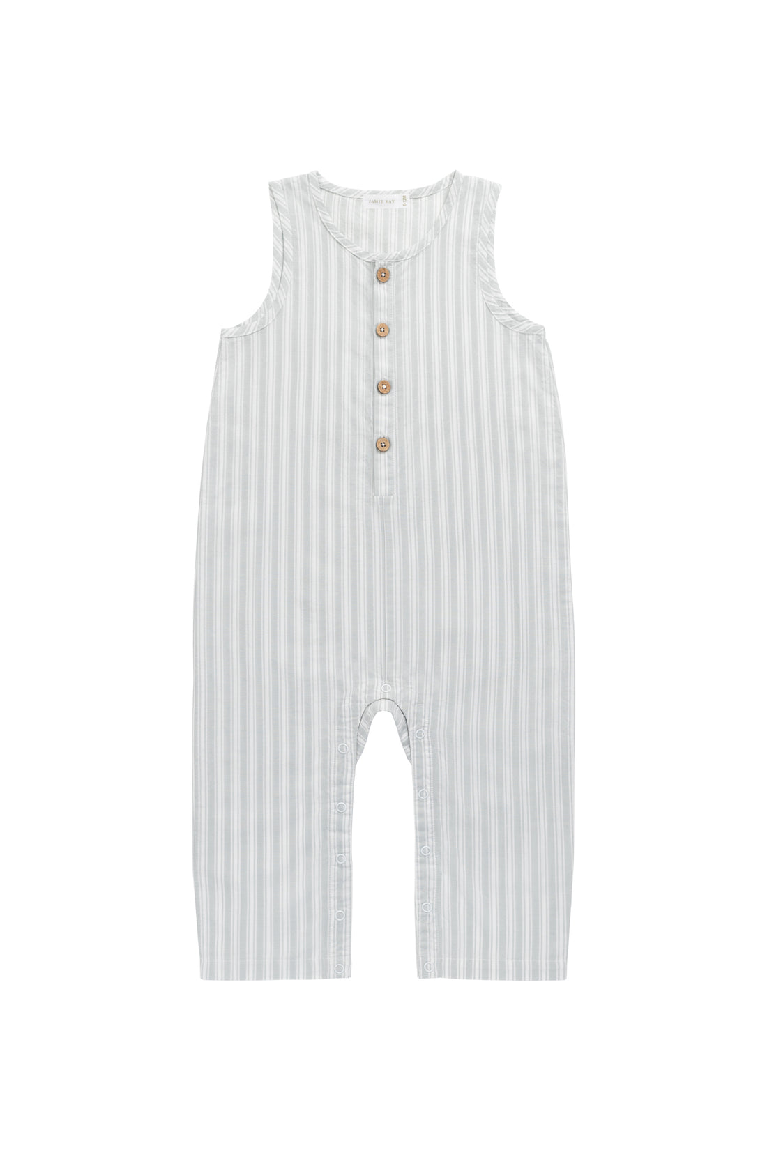 Organic Cotton Milo Jumpsuit - Variegated Stripe Shoreline Childrens Jumpsuit from Jamie Kay NZ