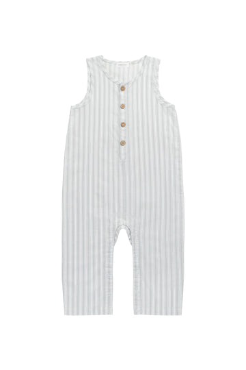 Organic Cotton Milo Jumpsuit - Variegated Stripe Shoreline Childrens Jumpsuit from Jamie Kay NZ