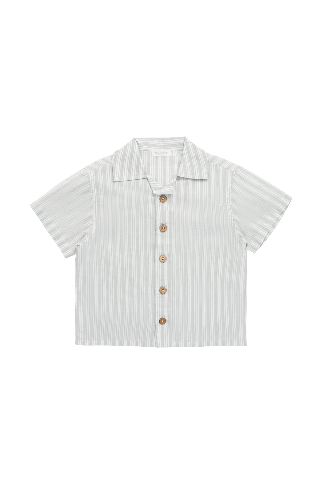 Organic Cotton Silas Shirt - Variegated Stripe Shoreline Childrens Shirt from Jamie Kay NZ