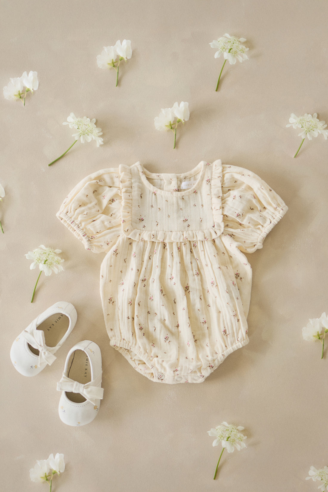Organic Cotton Muslin Odette Playsuit - Dina Antique Childrens Jumpsuit from Jamie Kay NZ