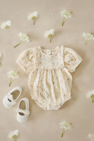 Organic Cotton Muslin Odette Playsuit - Dina Antique Childrens Jumpsuit from Jamie Kay NZ