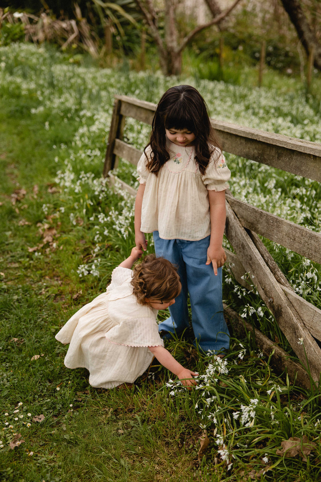 Organic Cotton Whitley Top - Vanilla Embroidery Pink Childrens Top from Jamie Kay NZ