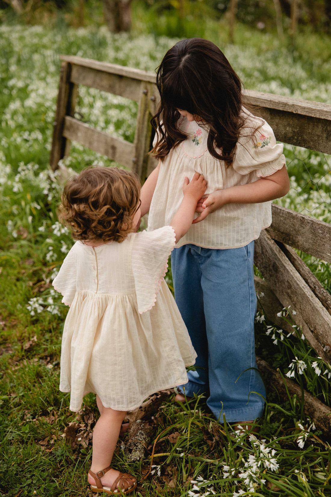 Organic Cotton Whitley Top - Vanilla Embroidery Pink Childrens Top from Jamie Kay NZ