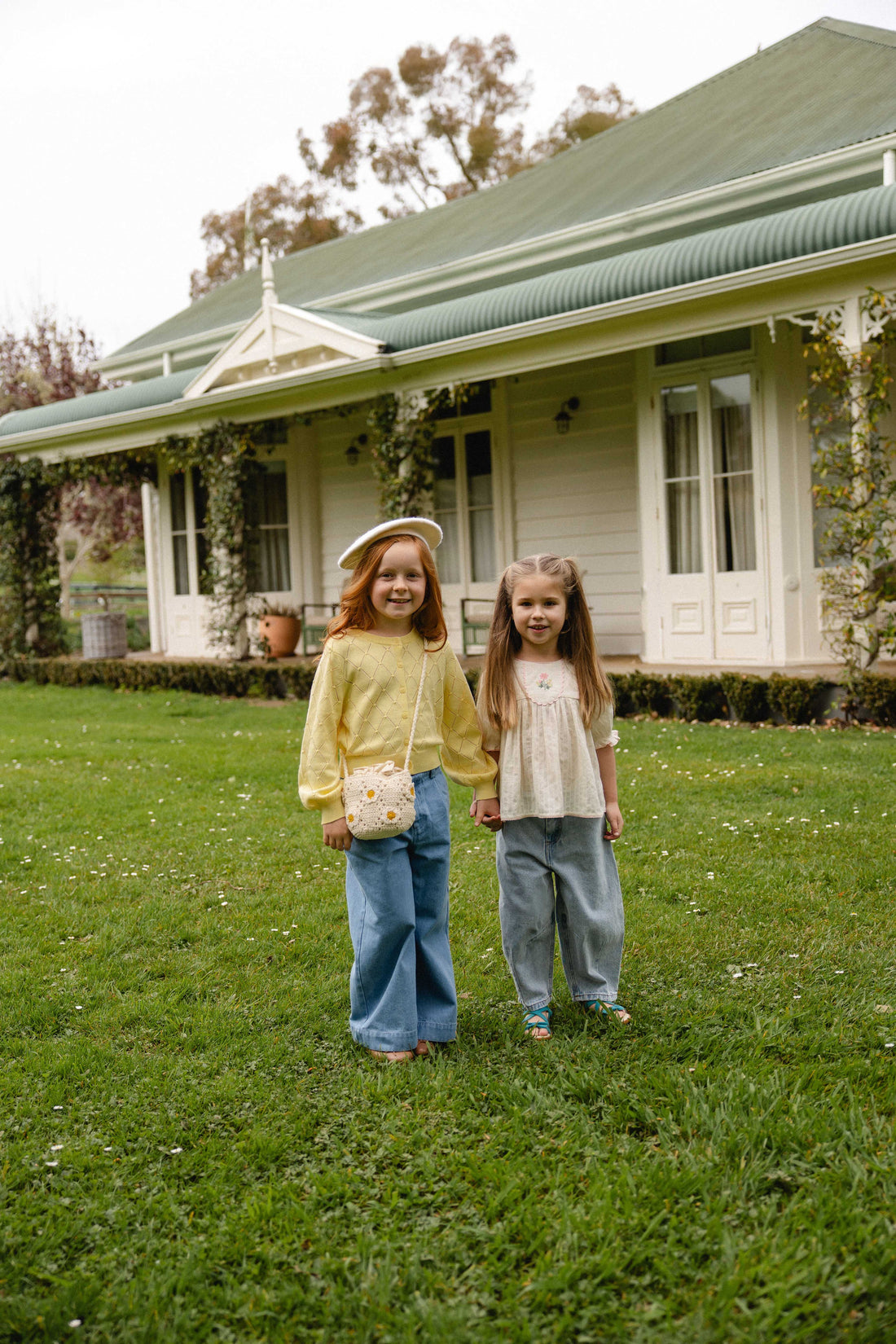 Organic Cotton Whitley Top - Vanilla Embroidery Pink Childrens Top from Jamie Kay NZ