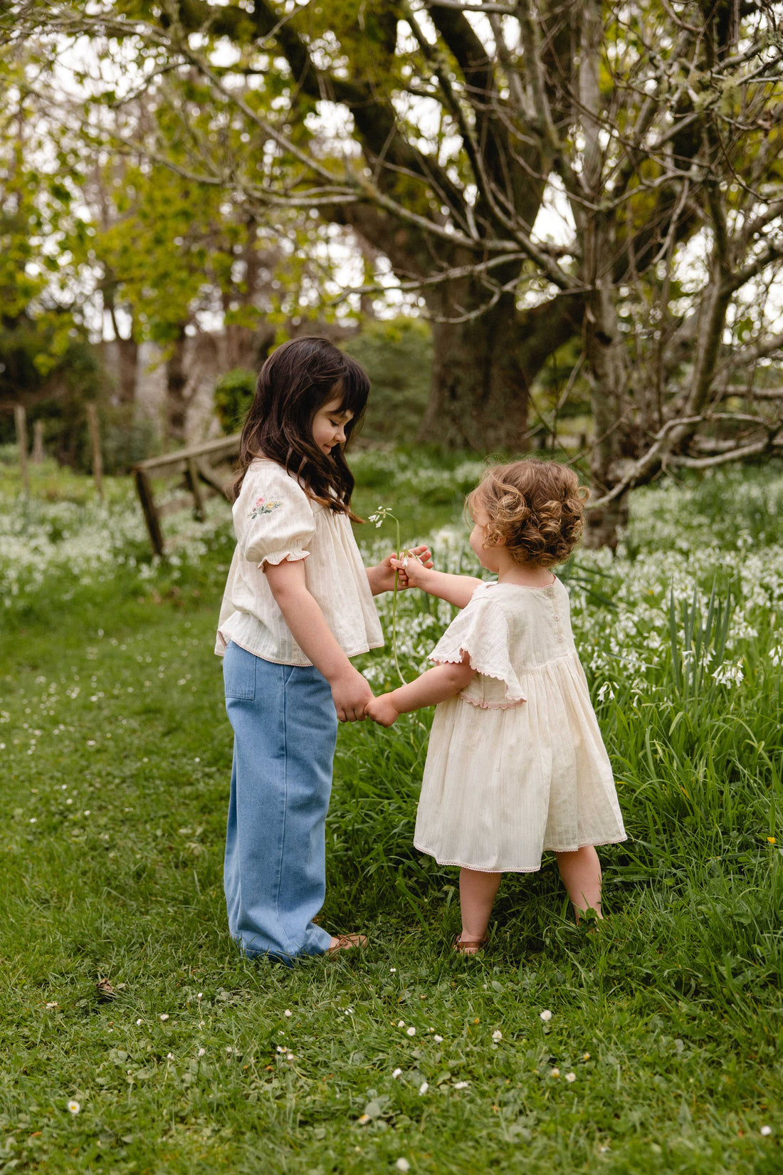 Organic Cotton Whitley Top - Vanilla Embroidery Pink Childrens Top from Jamie Kay NZ