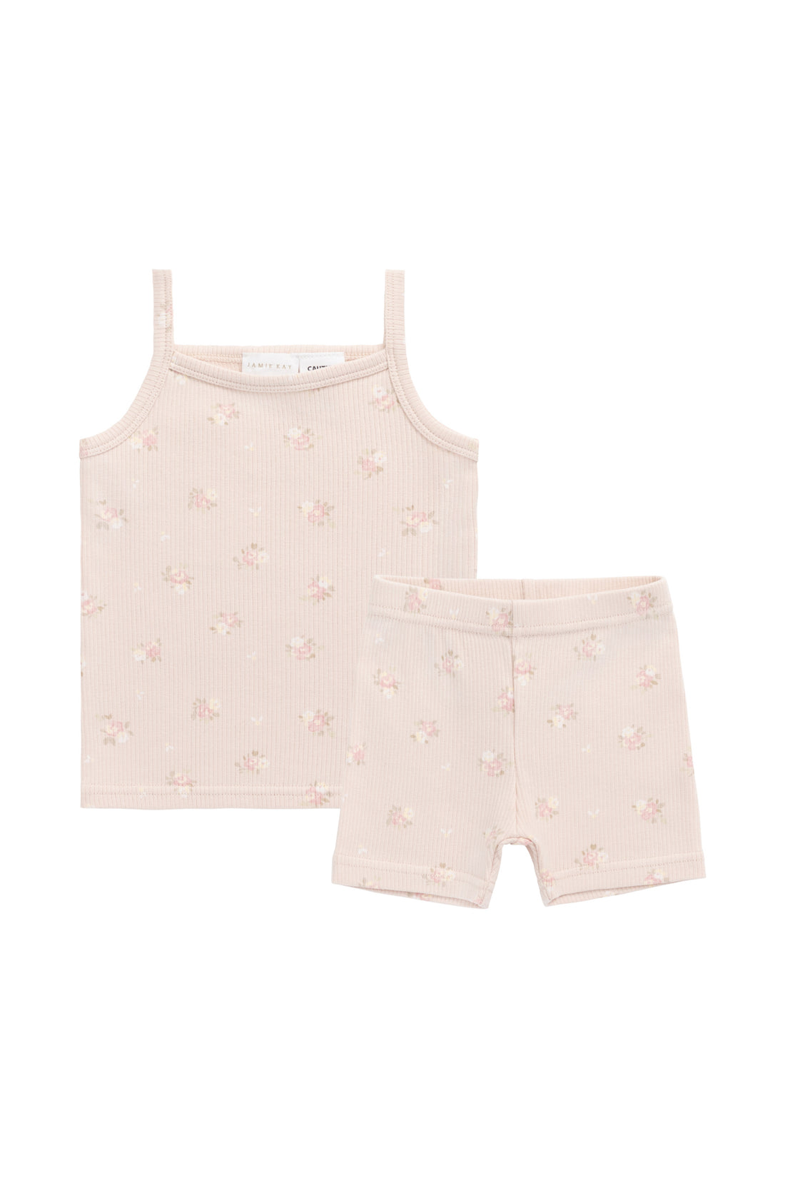 Organic Cotton Fine Rib Isla Singlet Pyjama Set - Simone Morganite Childrens Pyjama from Jamie Kay NZ