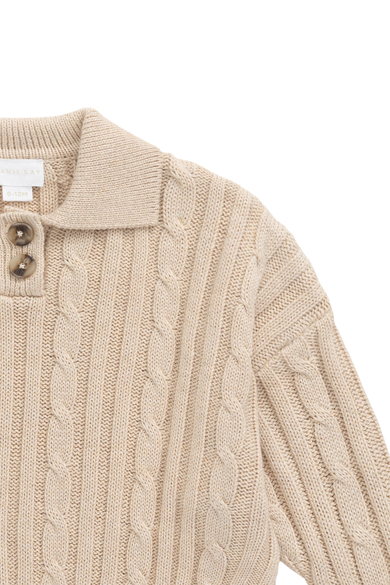 Wade Knit Jumper - Oatmeal Marle Childrens Jumper from Jamie Kay NZ