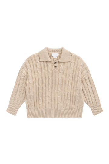 Wade Knit Jumper - Oatmeal Marle Childrens Jumper from Jamie Kay NZ