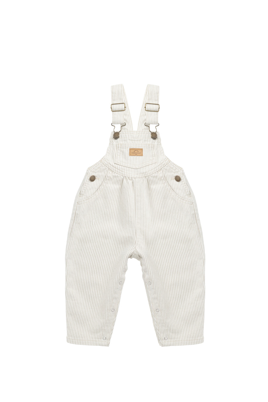 Cecil Overall - Fine Vertical Stripe Sandy Brown/Cloud Childrens Overall from Jamie Kay NZ