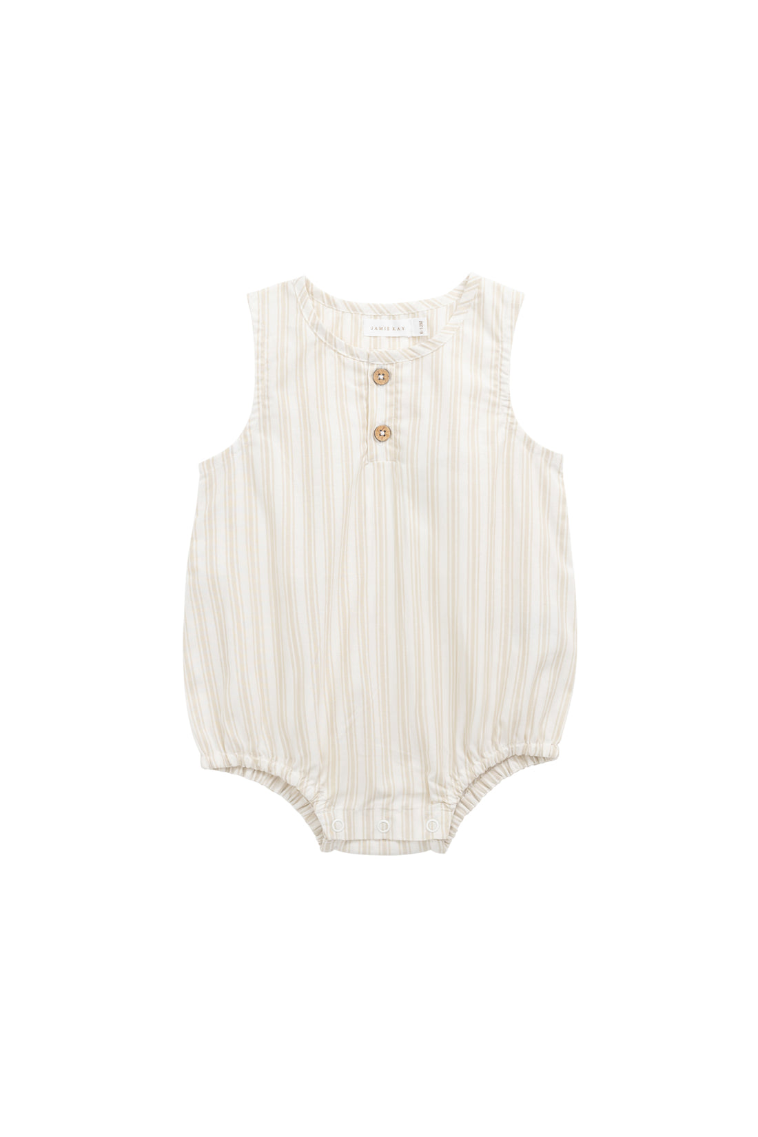 Organic Cotton Archie Playsuit - Variegated Stripe Foam Childrens Playsuit from Jamie Kay NZ