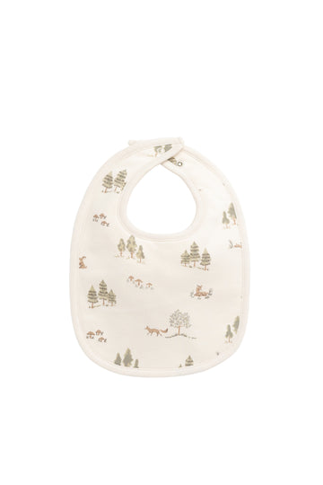 Organic Cotton Bib - Pine Forest Friends Childrens Bib from Jamie Kay NZ