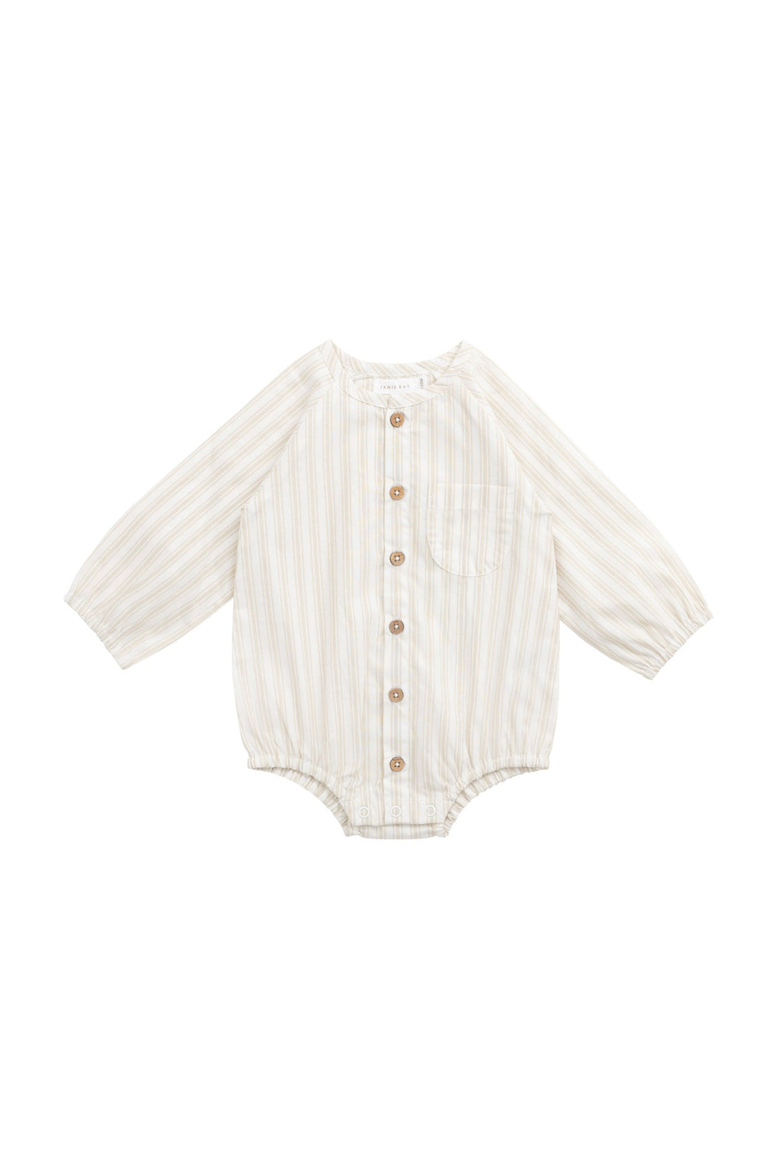 Organic Cotton Ellis Playsuit - Variegated Stripe Foam Childrens Playsuit from Jamie Kay NZ