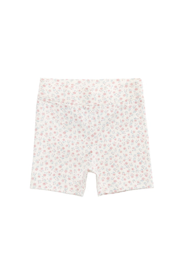 Organic Cotton Everyday Bike Short - Posy Garden Pink Childrens Short from Jamie Kay NZ