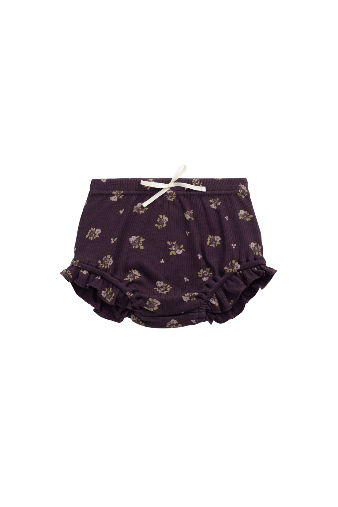 Organic Cotton Fine Rib Frill Bloomer - Simone Huckleberry Childrens Bloomer from Jamie Kay NZ