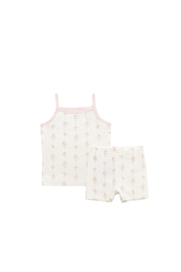 Organic Cotton Jolie Singlet Pyjama Set - Rose Trail Childrens Pyjama from Jamie Kay NZ
