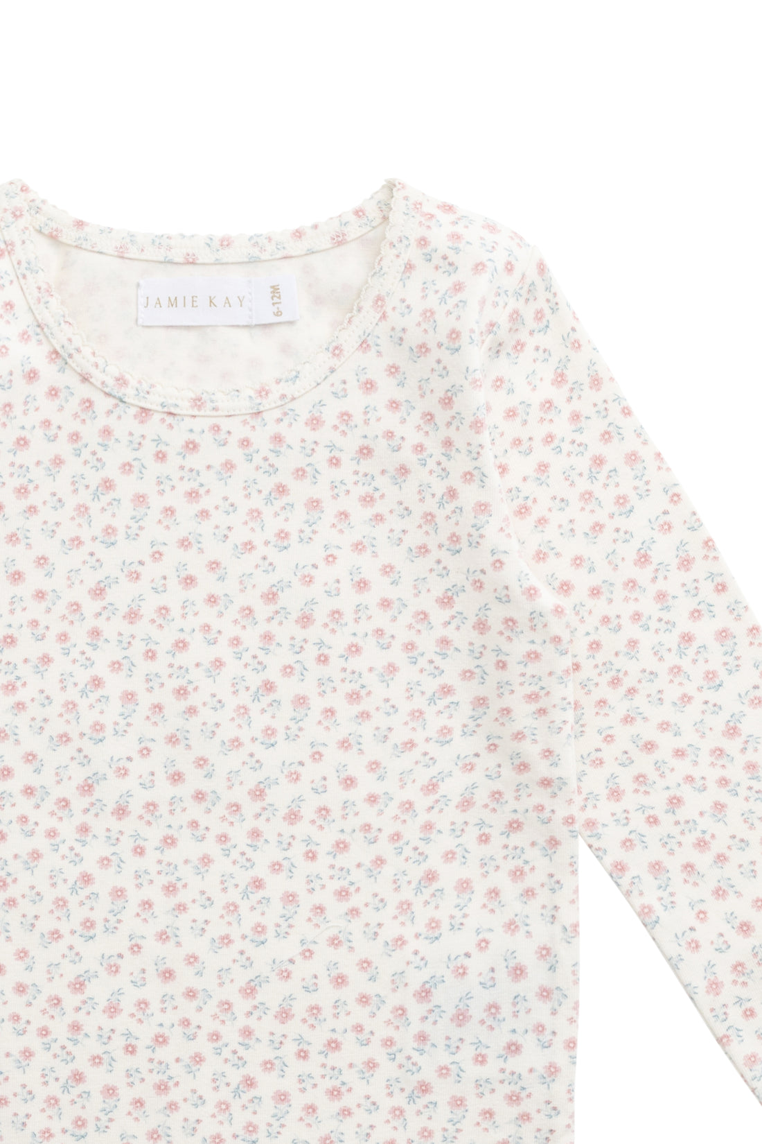Organic Cotton Long Sleeve Top - Posy Garden Pink Childrens Top from Jamie Kay NZ