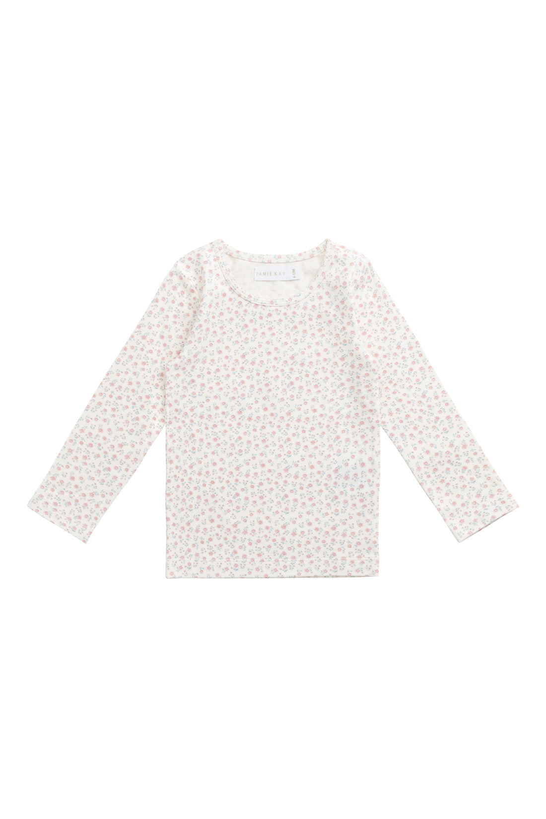 Organic Cotton Long Sleeve Top - Posy Garden Pink Childrens Top from Jamie Kay NZ