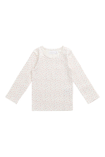 Organic Cotton Long Sleeve Top - Posy Garden Pink Childrens Top from Jamie Kay NZ