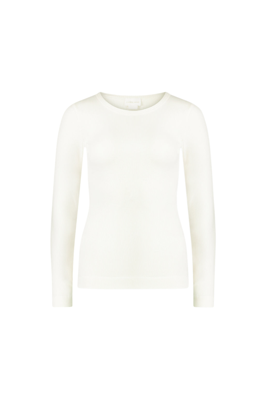 Organic Cotton Modal Womens Grace Rib Long Sleeve Top - Parchment Childrens Top from Jamie Kay NZ